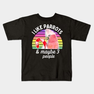 parrot lover, parrot owner, sunset, rainbow, lovebirds Kids T-Shirt